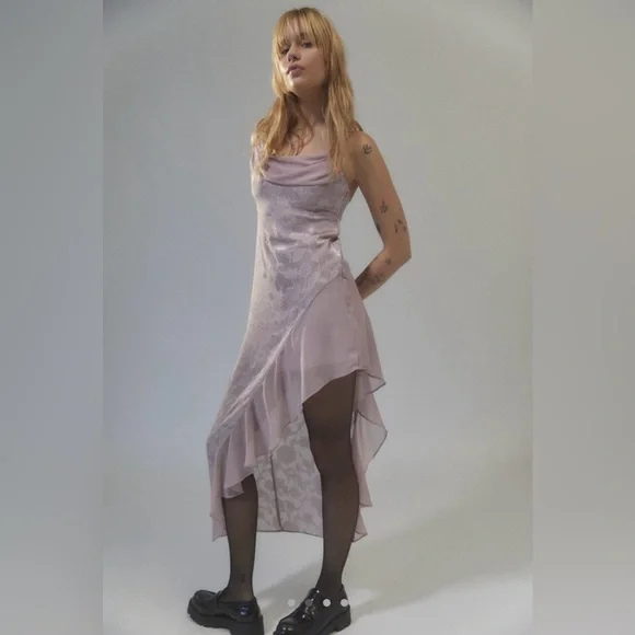 Urban Outfitters | Dresses | Uo Chiffon Cowl Neck Asymmetrical Midi Dress |  Poshmark